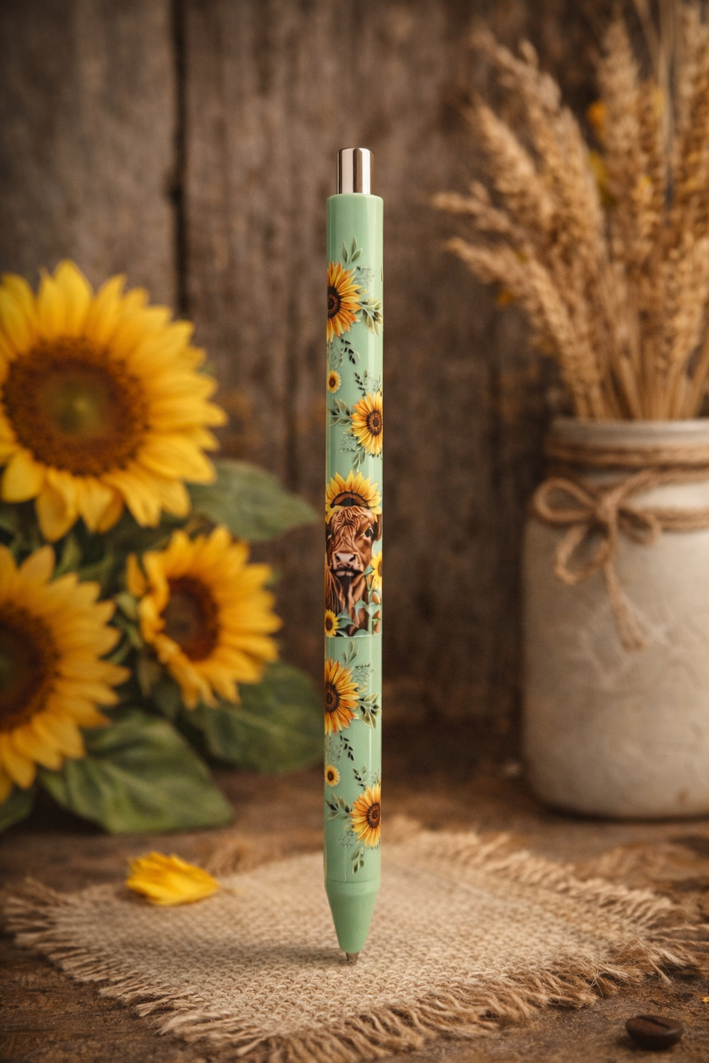 Highland Sunflower Charm | Mint Green Mechanical Ink Pen