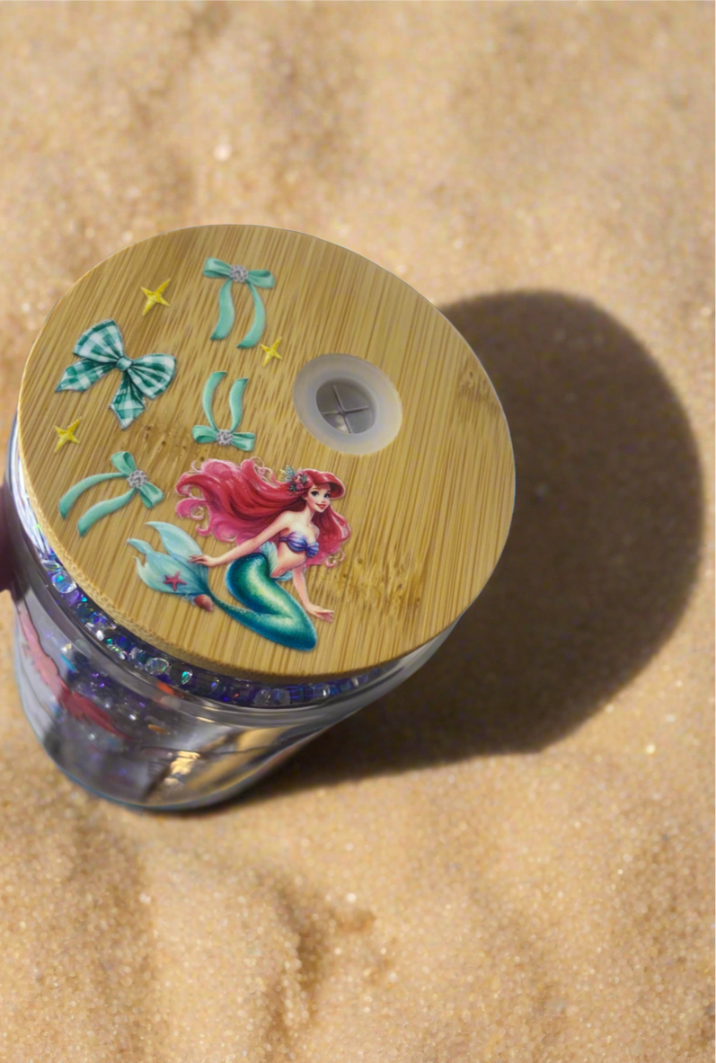 Mini- Diamond 16 oz glass Snow Globe Tumbler