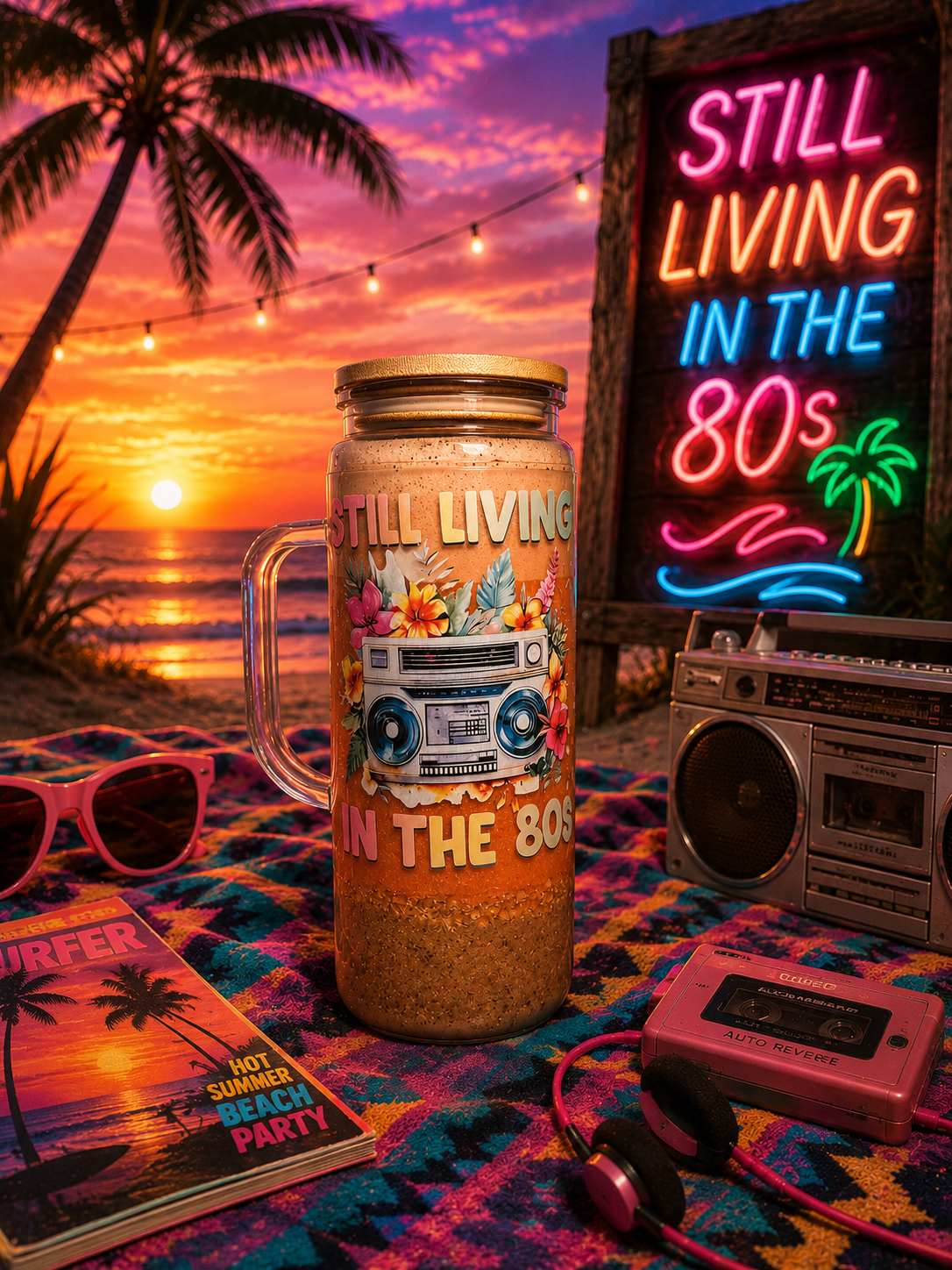 Handle My Sparkle™ 20 oz Acrylic Snow Globe | Sunset Beach Glow Edition