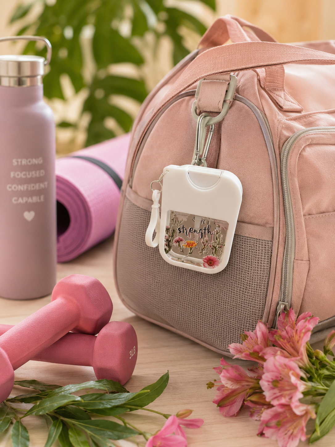 Light of Day™ Lemongrass Mini Spray Hand Sanitizer Keychain | Summer Bloom Confetti Edition