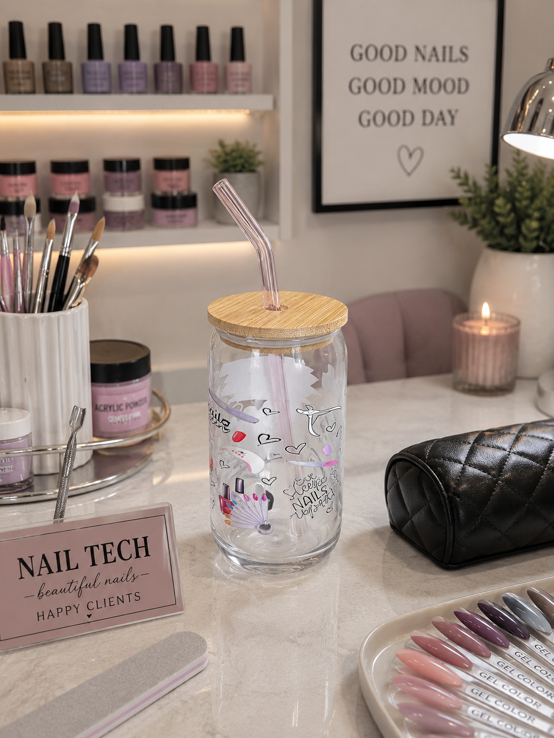 Nail Tech Mode 16 oz Chill & Pour Glass Tumbler