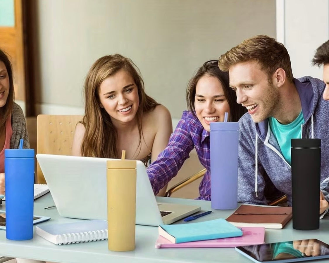 SleekSip 16oz Skinny Matte Acrylic Tumbler with Matching Straw