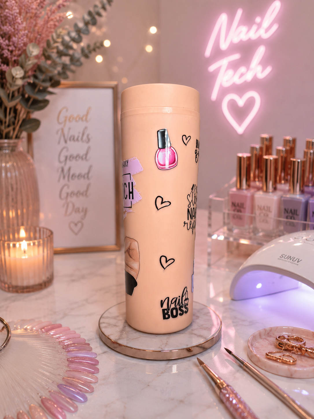 Nail Queen Peach SleekSip™ 16 oz Tumbler