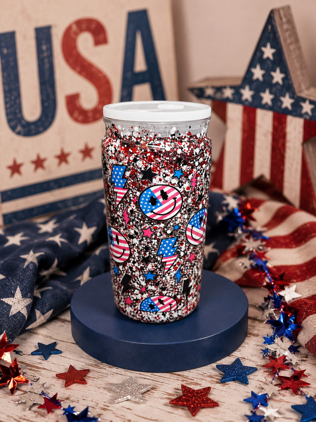 Stars, Stripes & Smiles GlitterSipâ˘