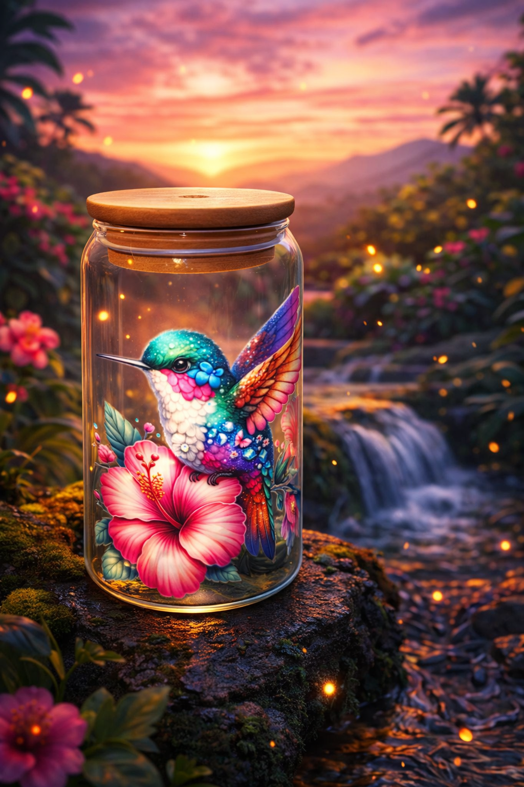 πΊ Hummingbird ChillNPour β 16 oz Glass Tumbler