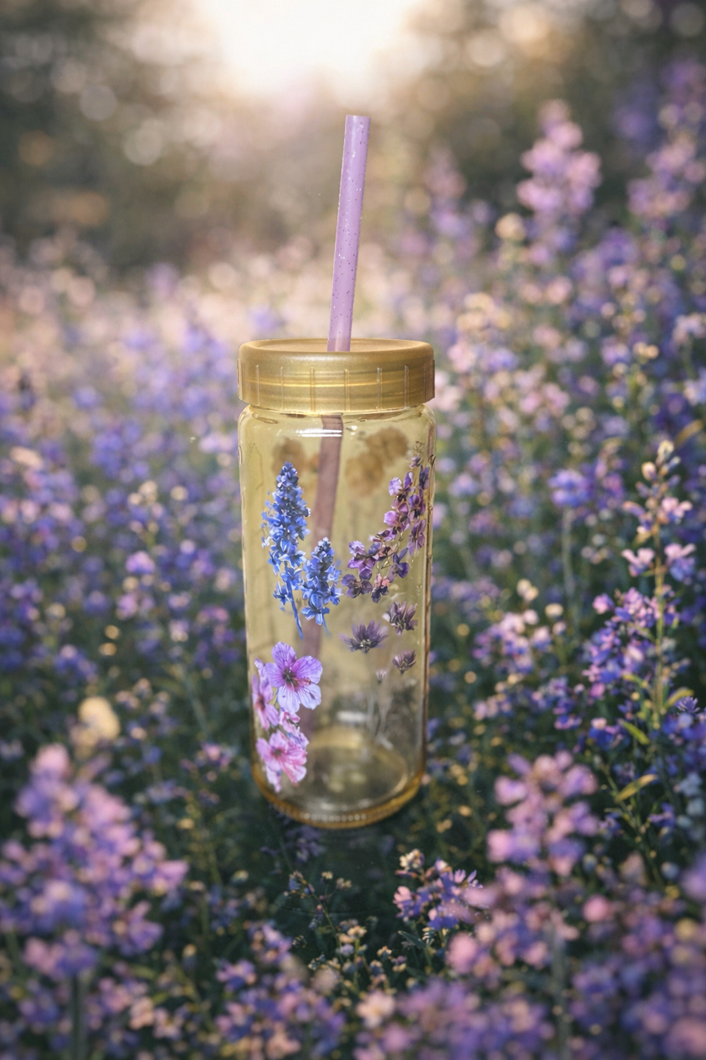 🌸 Press & Pour™ Vintage Floral Glass Juicer