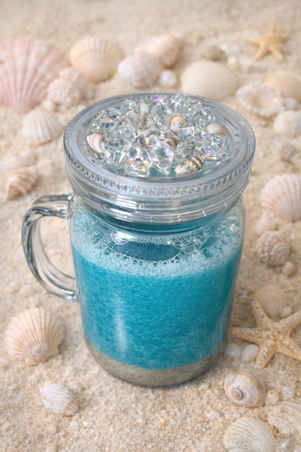 🌊 Coastal Tide Chill Sip – Ocean Wave Snow Globe Mason Tumbler