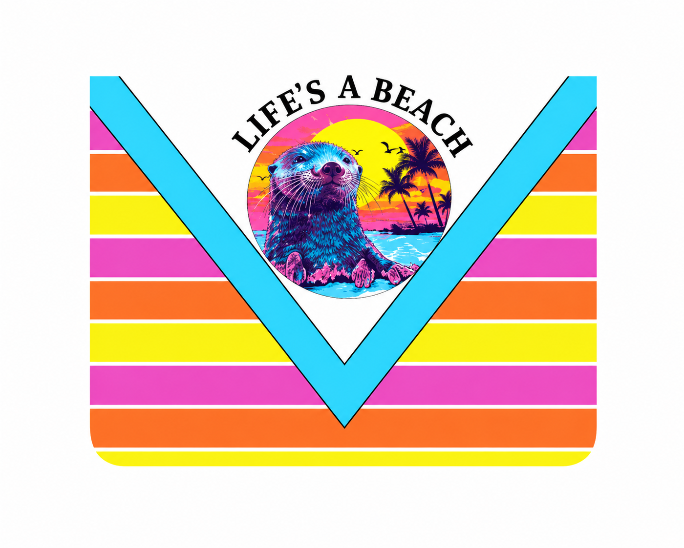 “Life’s a Beach” Retro Seal Sublimation Wrap | Vibrant Summer Vibes Tumbler Design