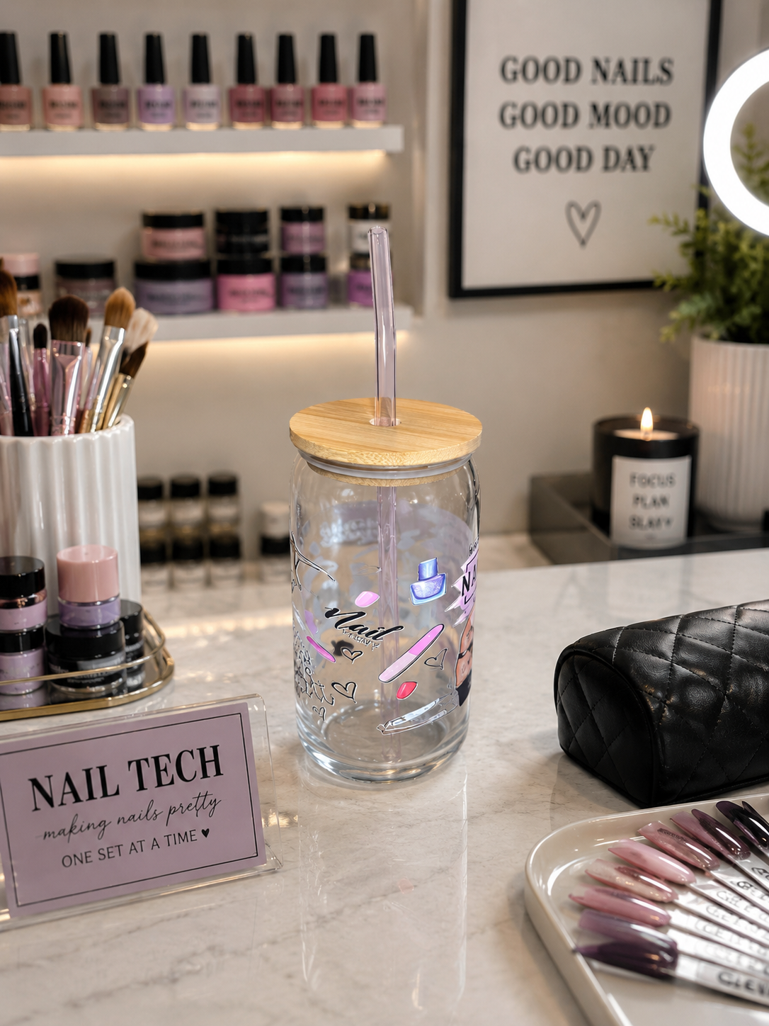 Nail Tech Mode 16 oz Chill & Pour Glass Tumbler