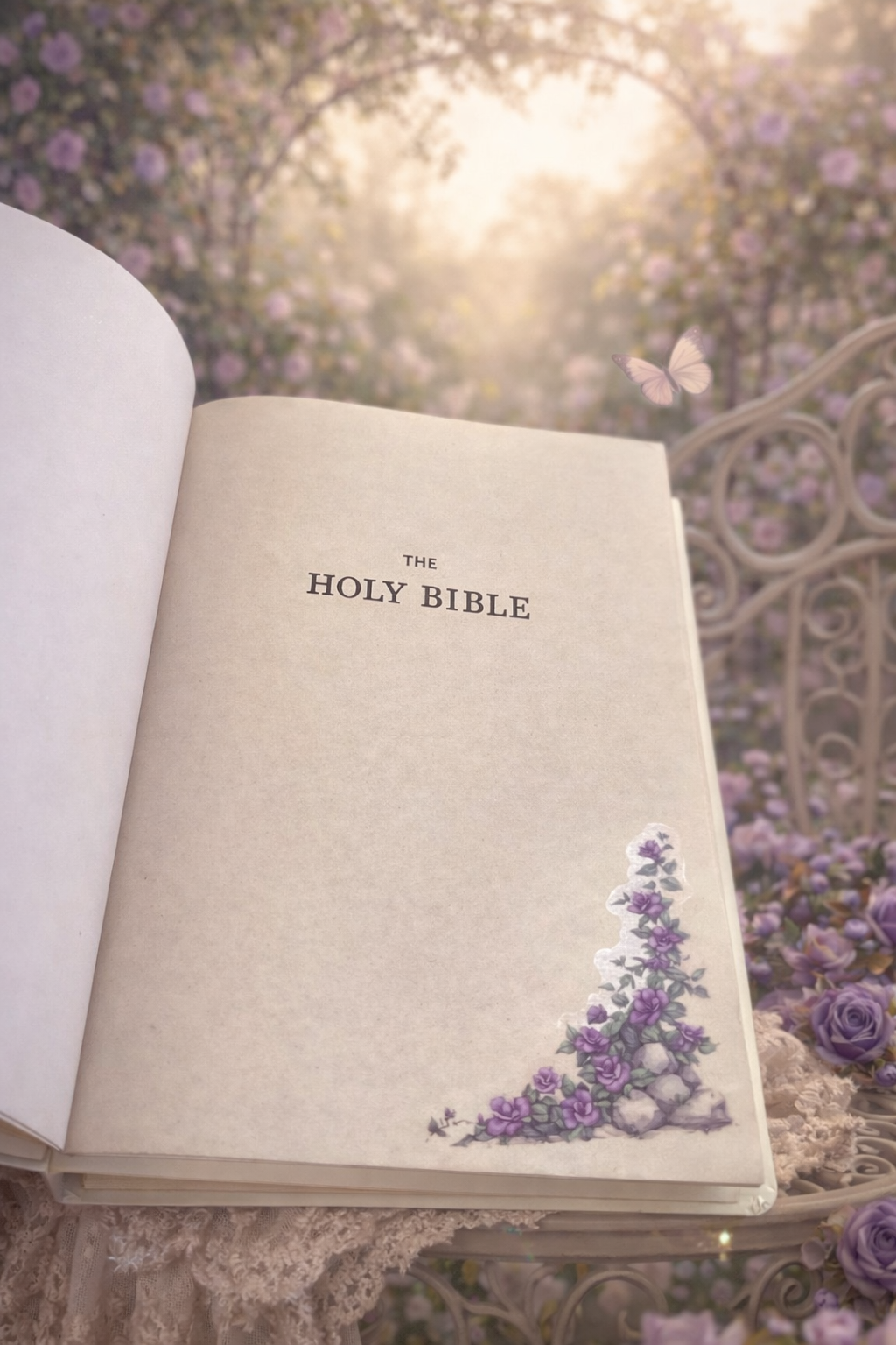 Unshaken Grace ✨ | Vintage Garden NKJV Bible (White)