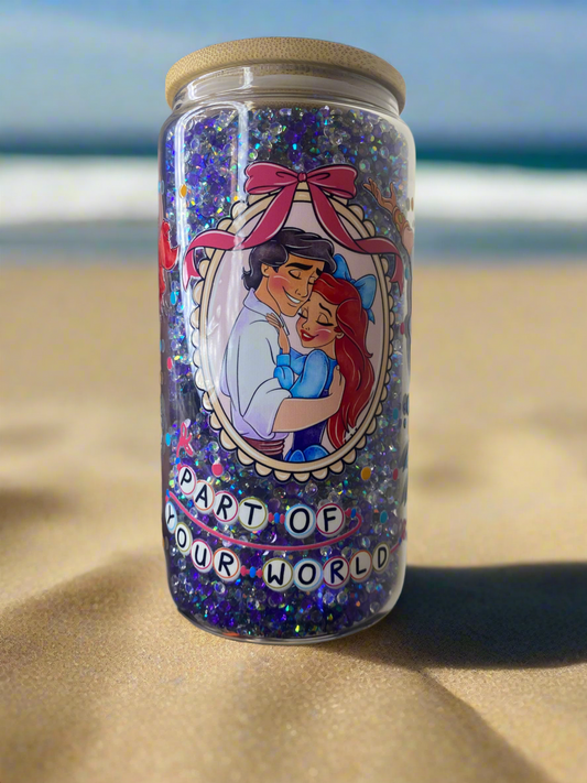 Mini- Diamond 16 oz glass Snow Globe Tumbler