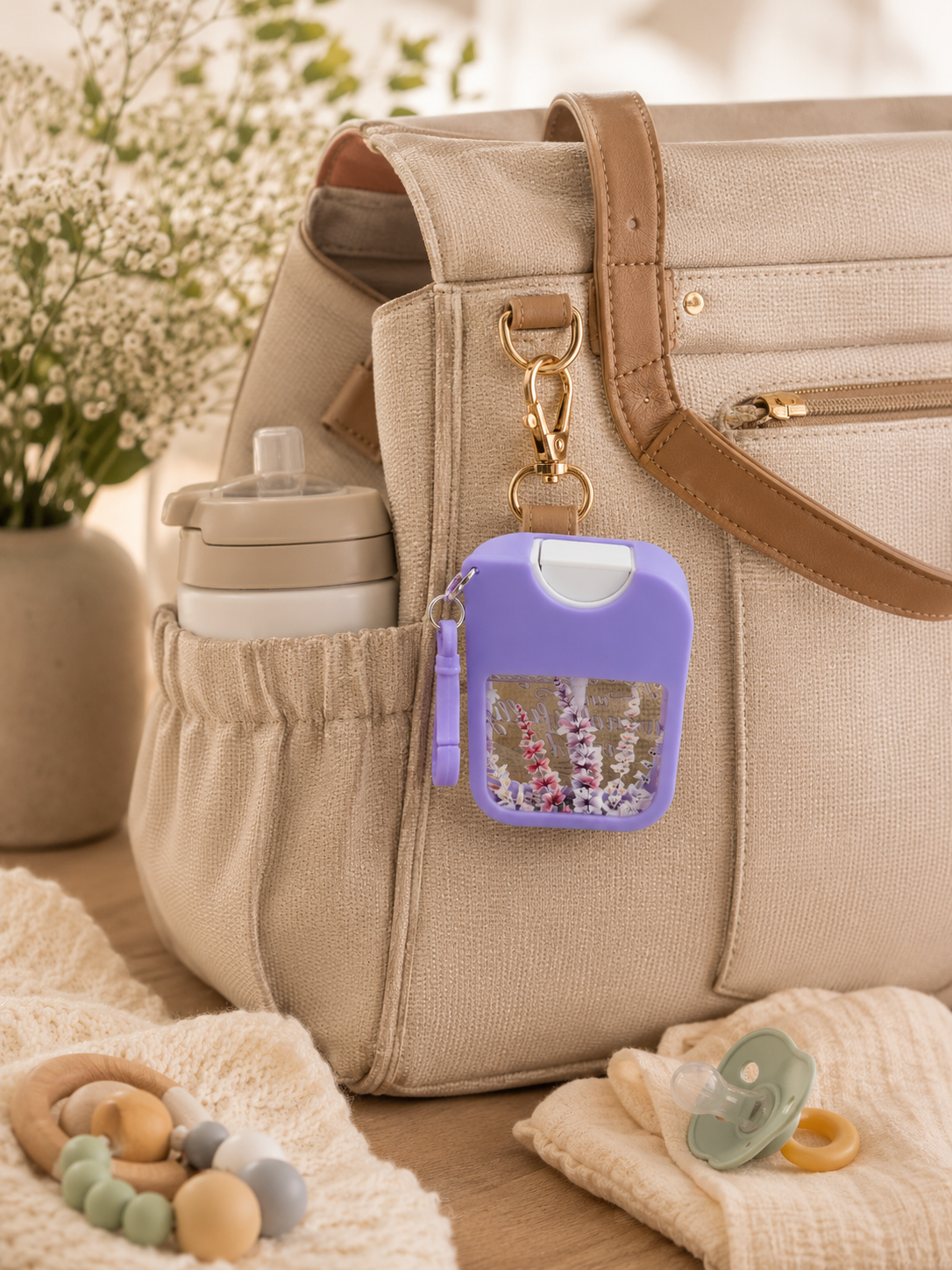 Sweet Surrender™ Jasmine Mini Spray Hand Sanitizer Keychain | Wildflower Confetti Edition