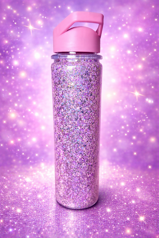 Pink Stardust Chill Sip ✨ | 18oz Acrylic Snow Globe Bottle