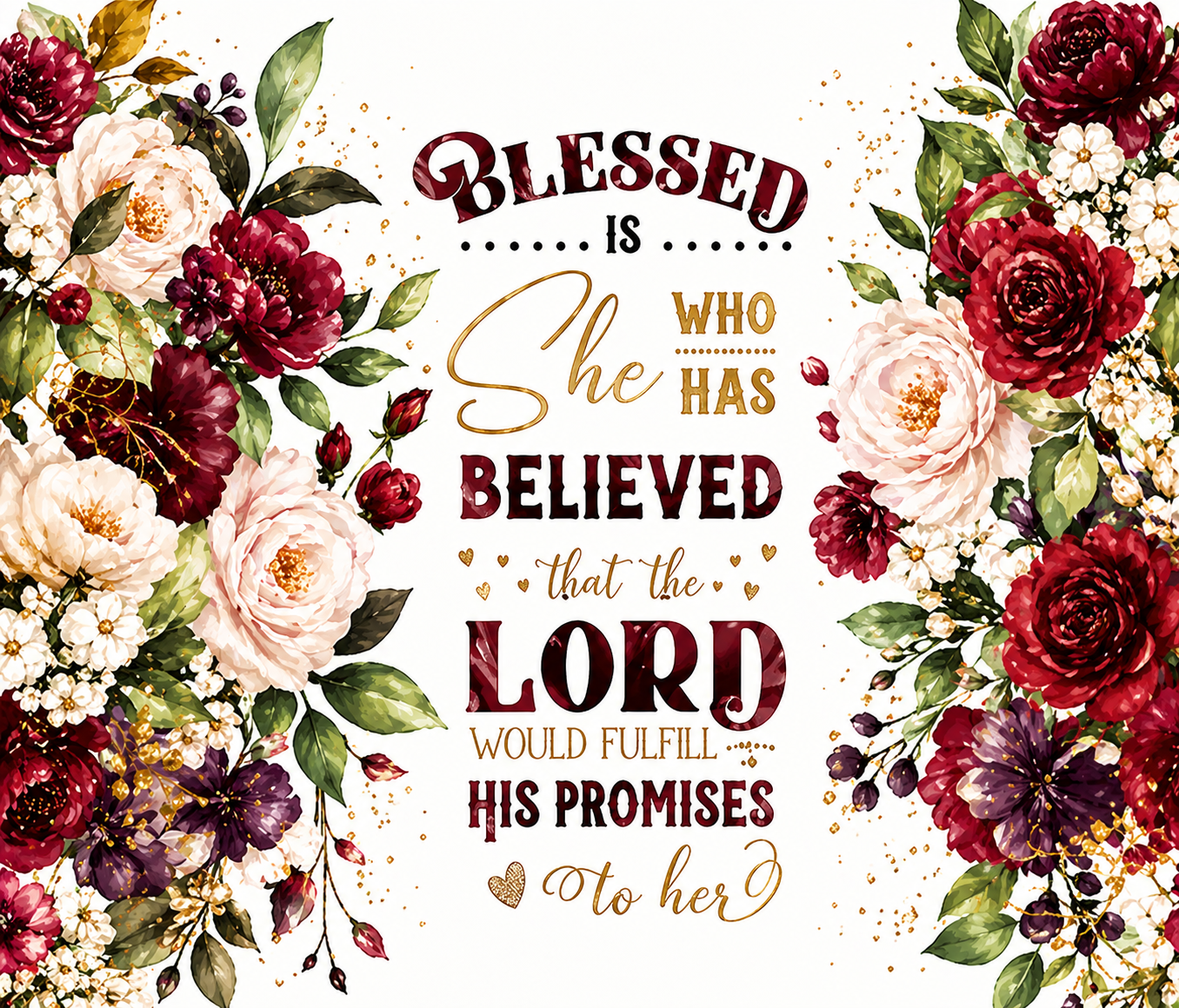 Blessed Is She – Elegant Floral Faith Sublimation Transfer