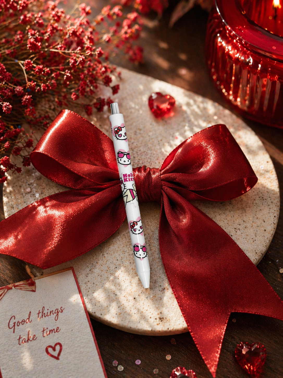 “Pretty Kitty | Classic White Acrylic Refillable Pen”