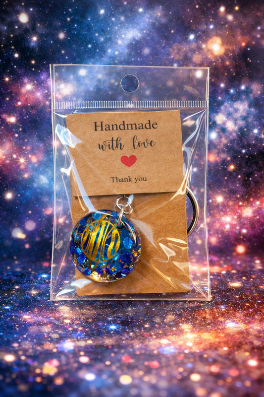Cosmic Tide Resin Keychain – Handmade Ocean Galaxy Charm