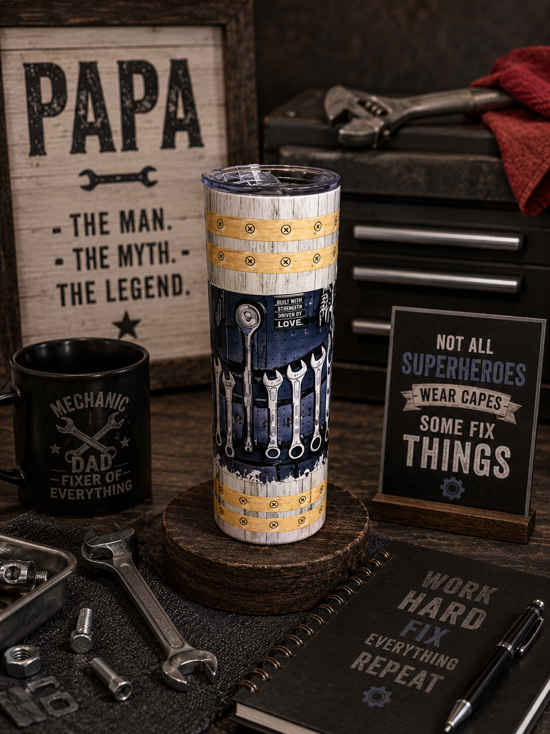 “If Papa Can’t Fix It, We’re All Screwed” Father’s Day Edition-20 oz Blank Canvas Stainless Steel Tumbler