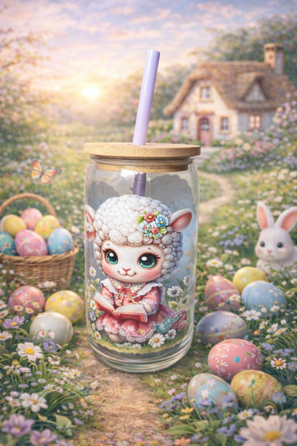 🐑🌸 Chill & Pour™ – Sweet Lamb Edition (16 oz Glass)