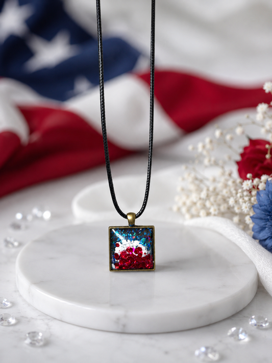 Faith Through the Fire™ | Patriotic Resin Crossroads Necklace