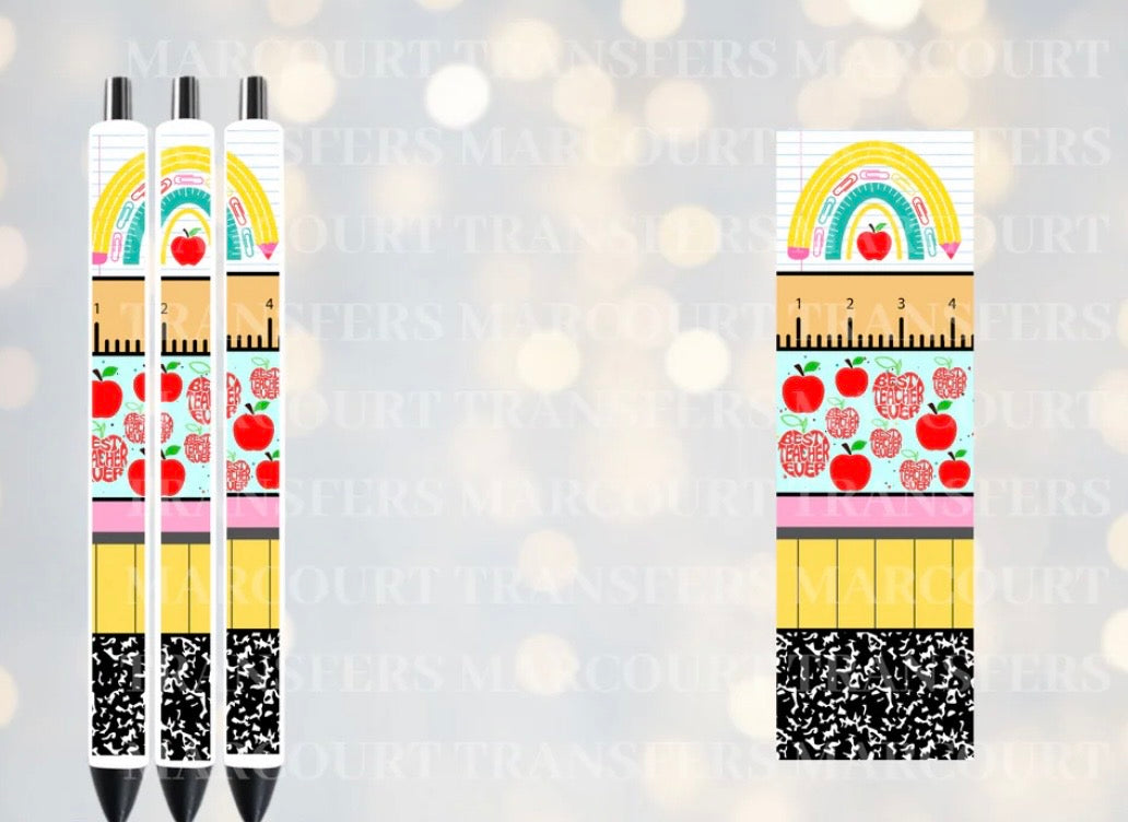 🍎 Teach, Love, Inspire – Pencil Style Pen Wrap ✏️