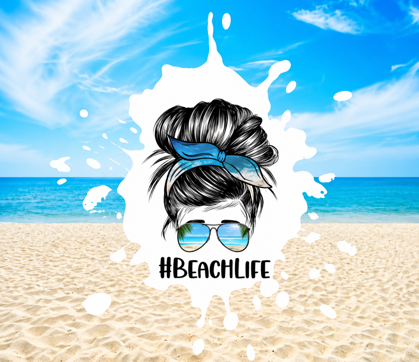 Beach Life Messy Bun – Summer Vibes Sublimation Transfer