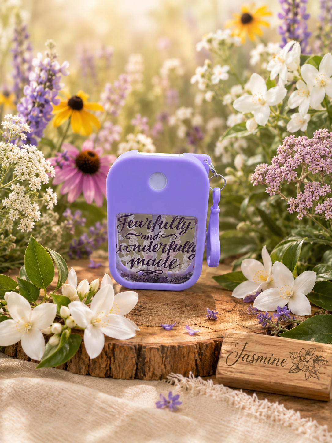 Sweet Surrender™ Jasmine Mini Spray Hand Sanitizer Keychain | Wildflower Confetti Edition