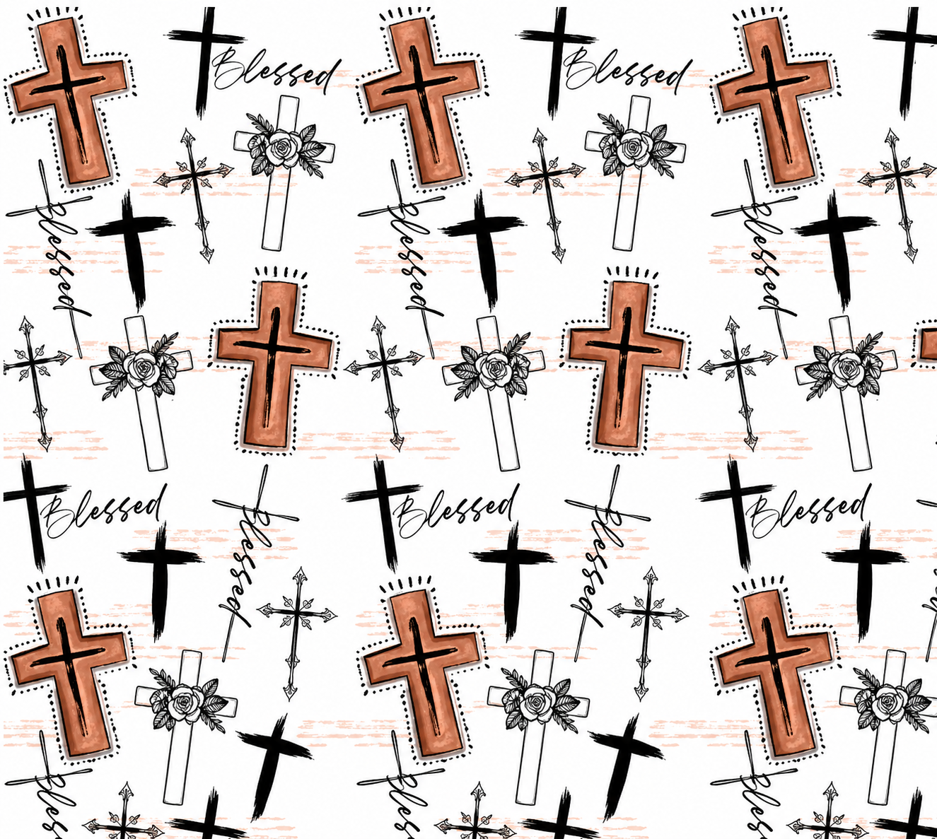 Blessed Cross Pattern – Faith-Inspired Sublimation Transfer