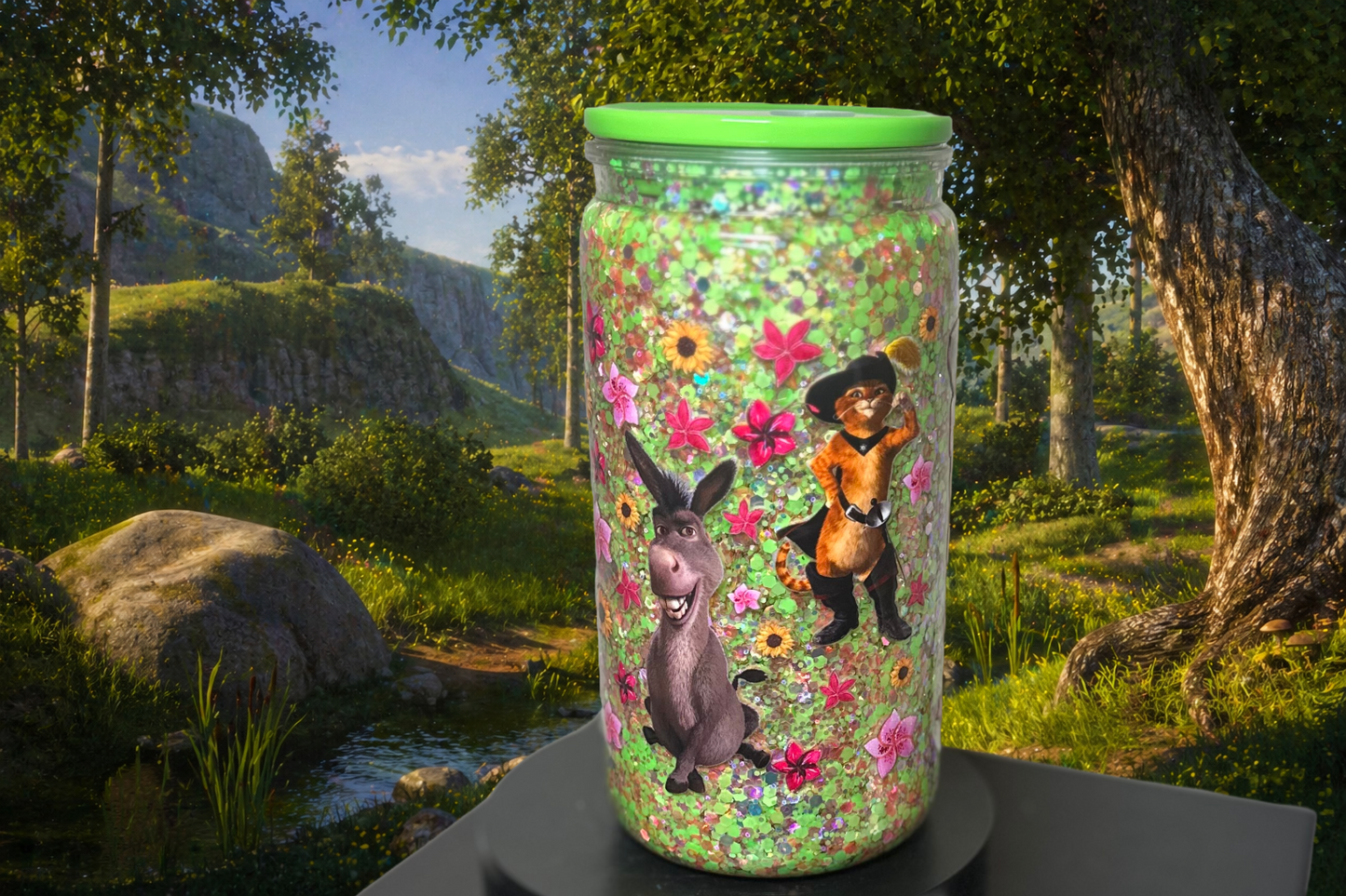 “Enchanted Swamp Sparkle ✨ GlitterSip Snow Globe Tumbler”