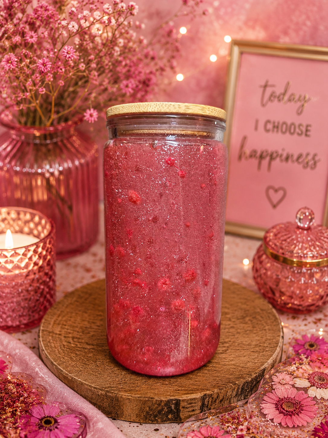 GlitterSip™ Garden Glow | 16 oz Floral Snow Globe Tumbler