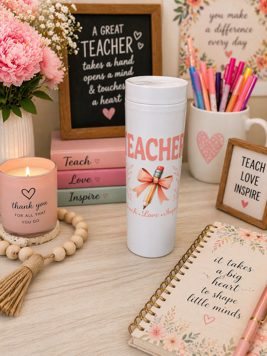 Teach Love Inspire SleekSip 🍎💕 | 16 oz Teacher Tumbler