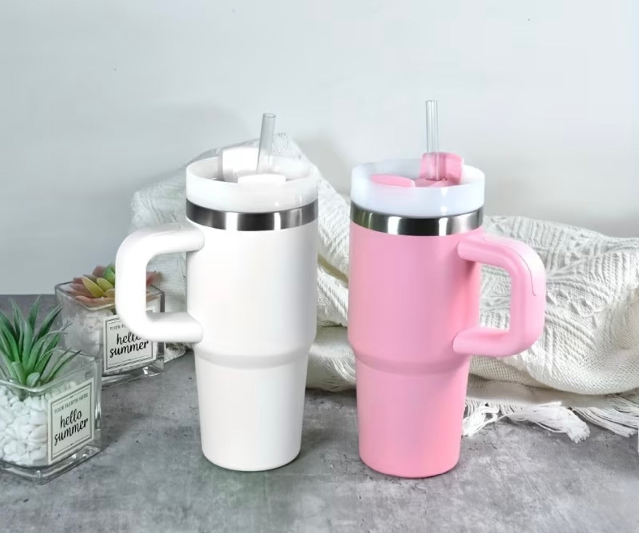Tiny Sip™ Mini Travel Tumbler – 14 oz Stainless Steel Cup with Handle & Straw