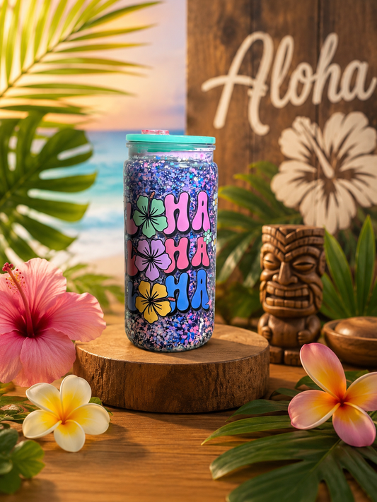 Island Bloom™ | 20 oz GlitterSip Snow Globe Tumbler