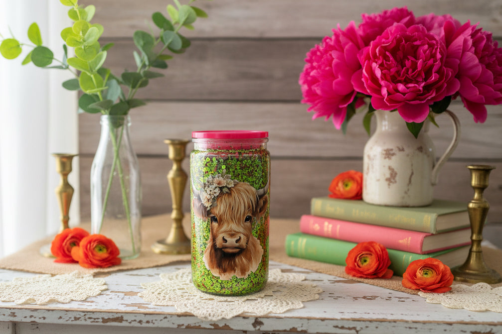 Soak & Sparkle – Highland Cow Glitter Sip