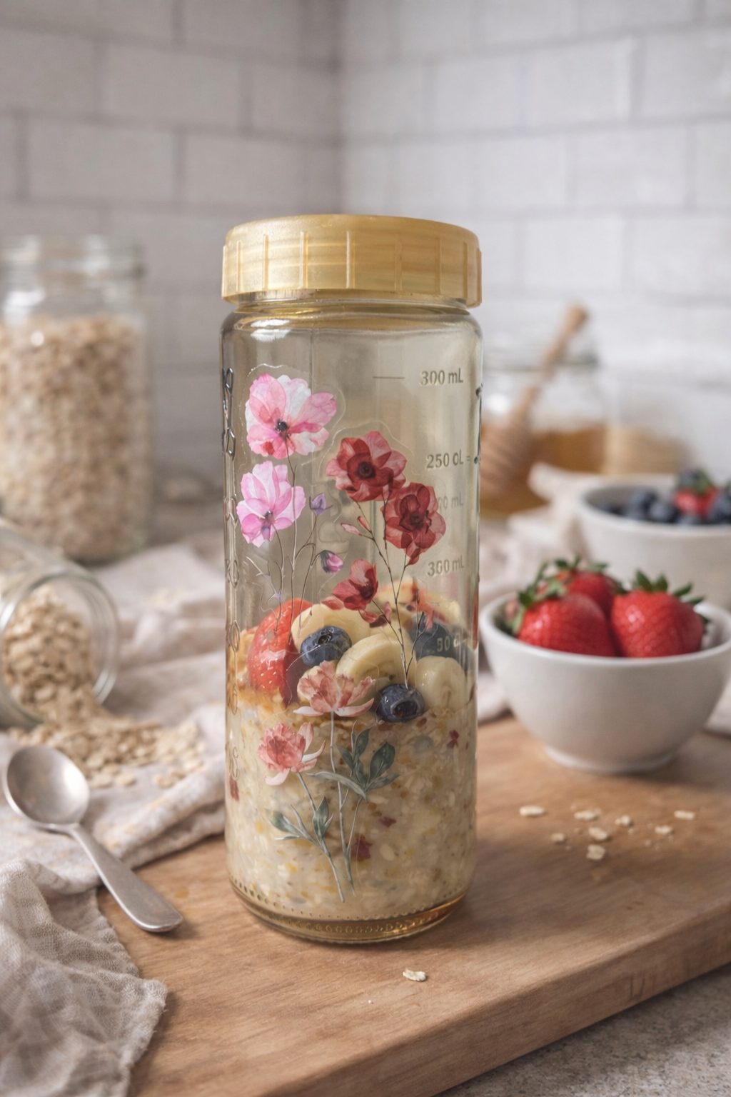“Mauve Meadow Measure & Pour™ Glass Juicer | Wildflower Edition”
