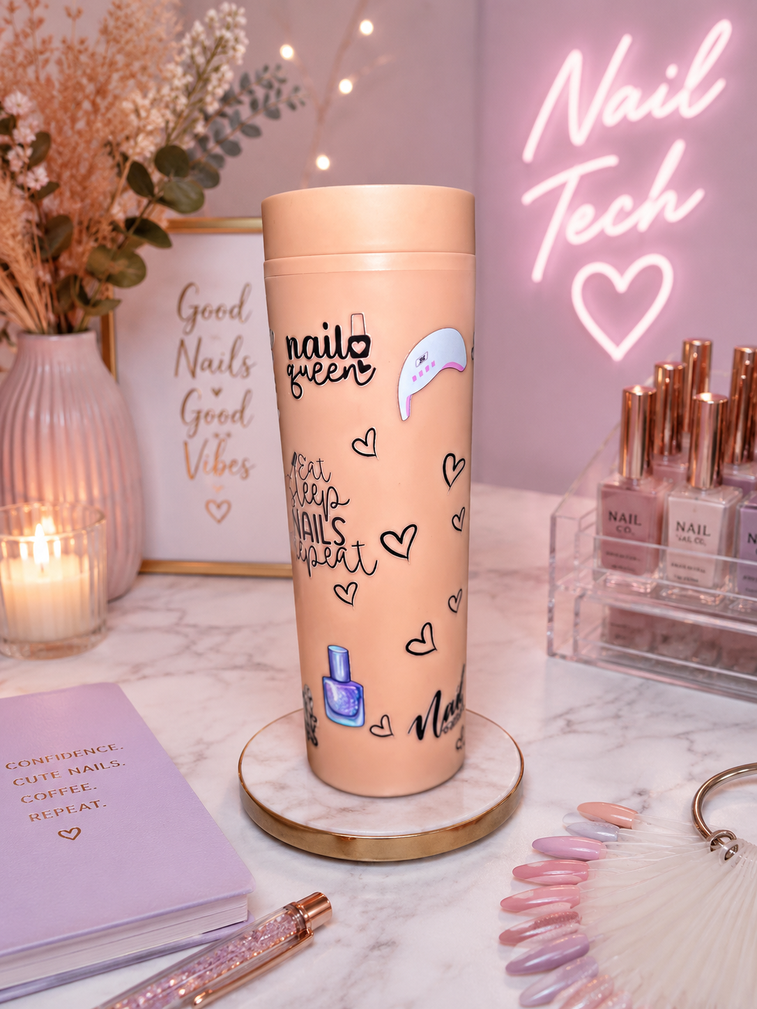Nail Queen Peach SleekSip™ 16 oz Tumbler