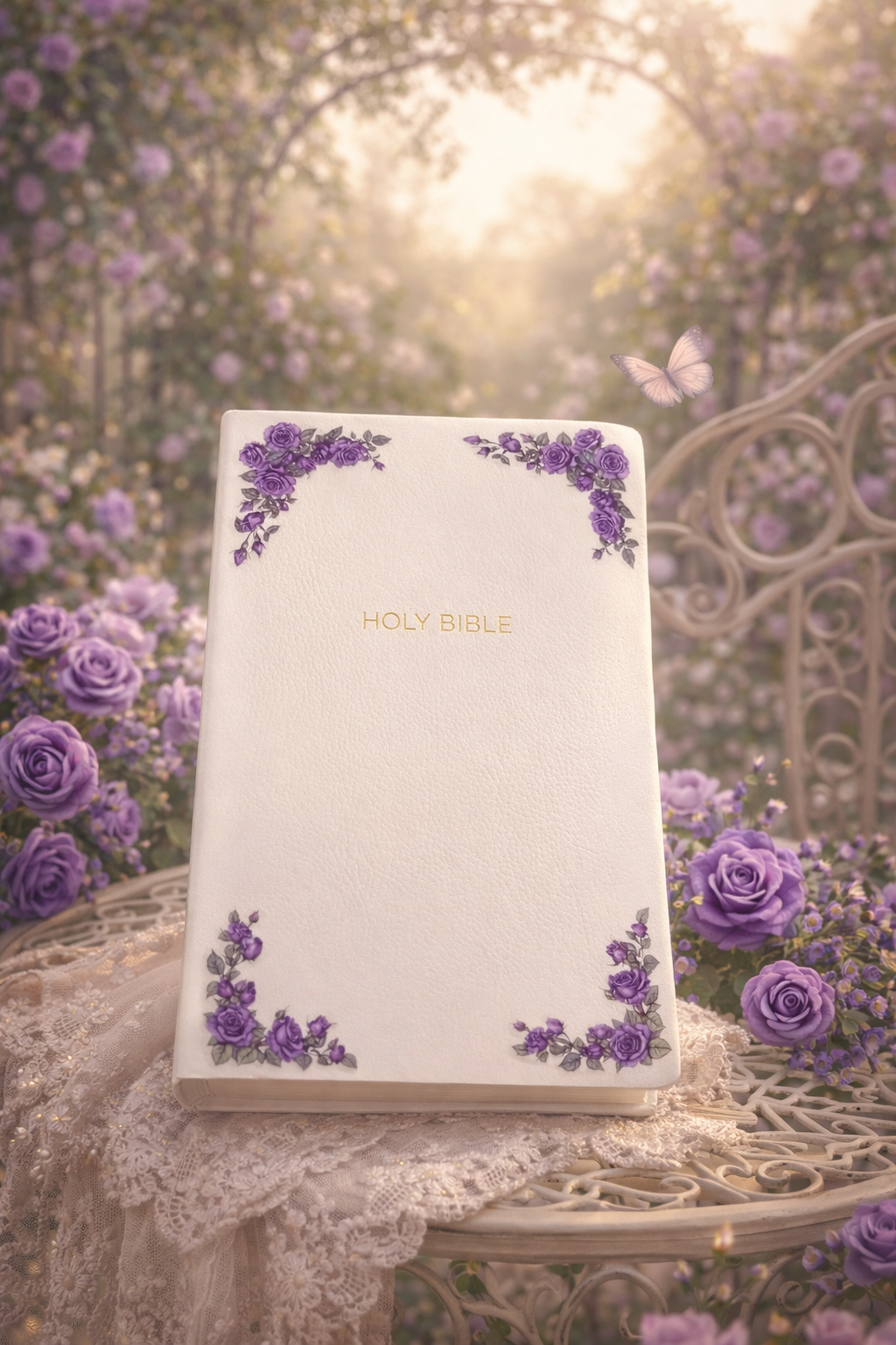Unshaken Grace ✨ | Vintage Garden NKJV Bible (White)