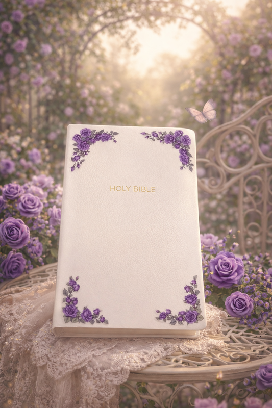 Unshaken Grace ✨ | Vintage Garden NKJV Bible (White)