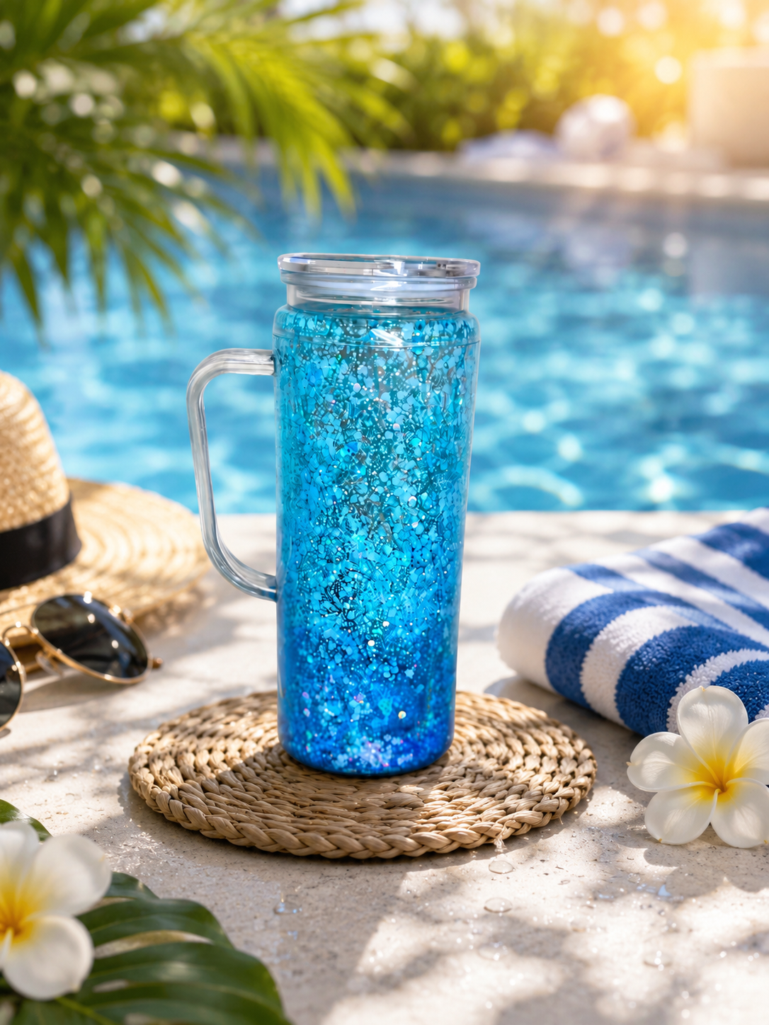 🌊 Blue Lagoon Bliss™ | 20 oz Handle My Sparkle Snow Globe Tumbler