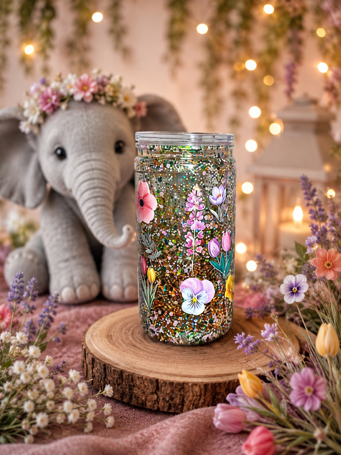 🐘 Sunflower Snuggles™ | 16 oz Glory Flow GlitterSip