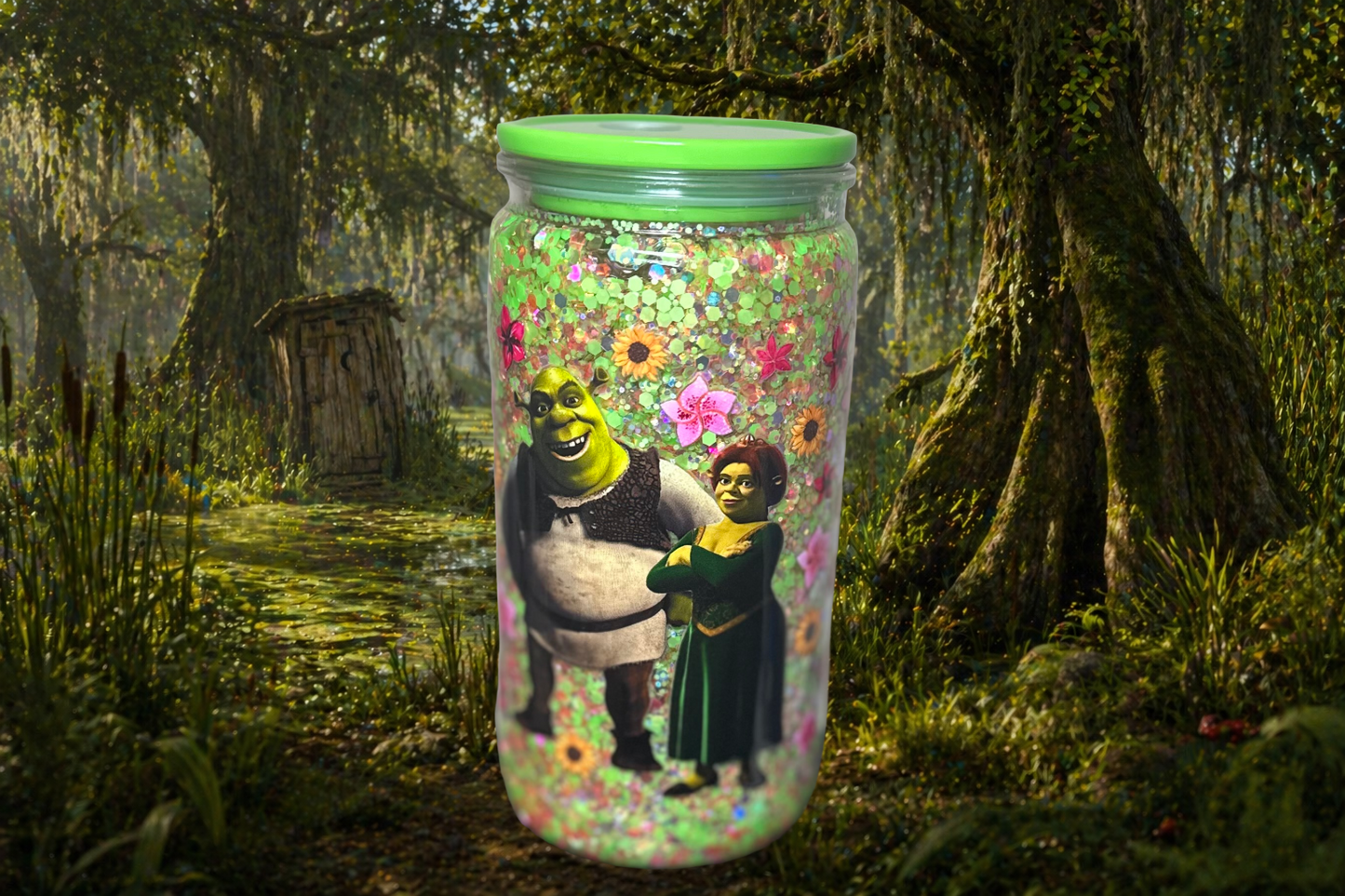 “Enchanted Swamp Sparkle ✨ GlitterSip Snow Globe Tumbler”