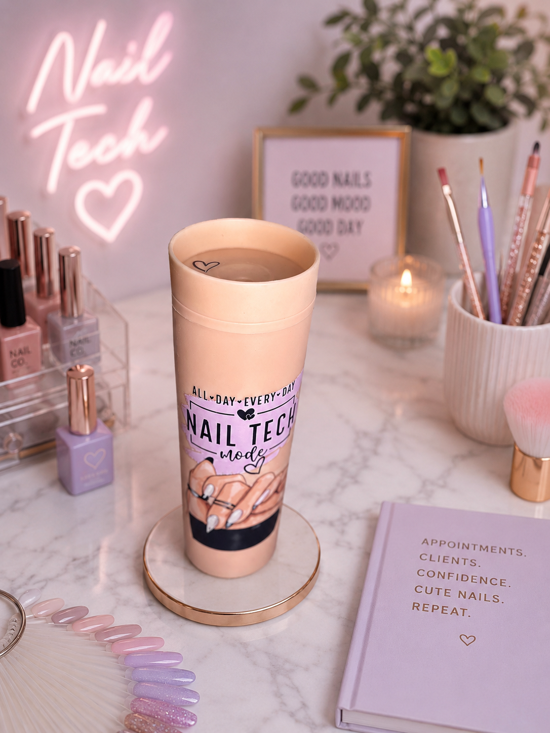 Nail Queen Peach SleekSip™ 16 oz Tumbler