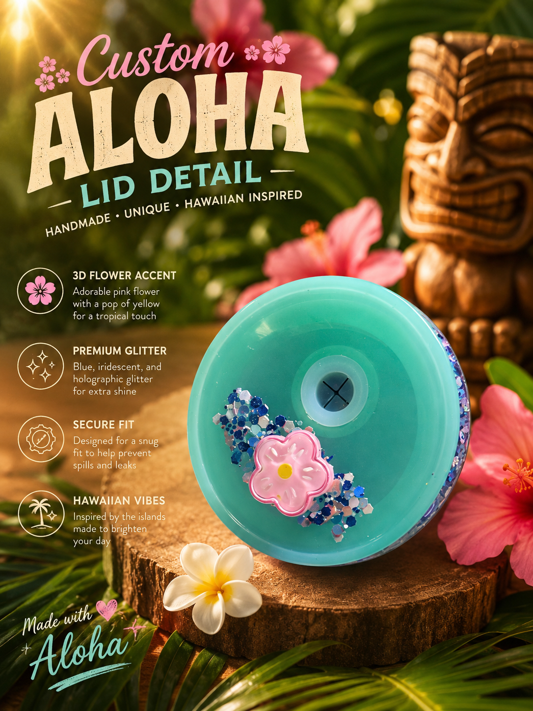Island Bloom™ | 20 oz GlitterSip Snow Globe Tumbler