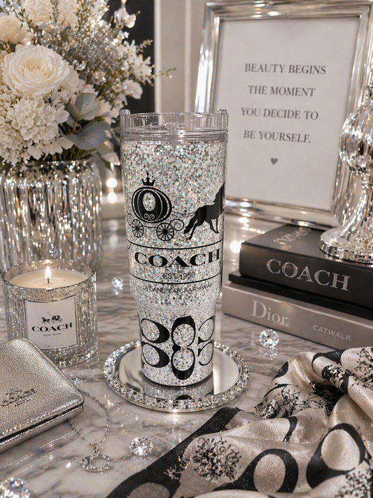 Silver Luxe Coach ChillWave ✨ | 40 oz Designer Inspired Snow Globe Tumbler