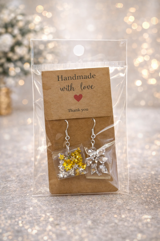 Starlight Spark Resin Earrings – Handmade Glitter Charm Dangles
