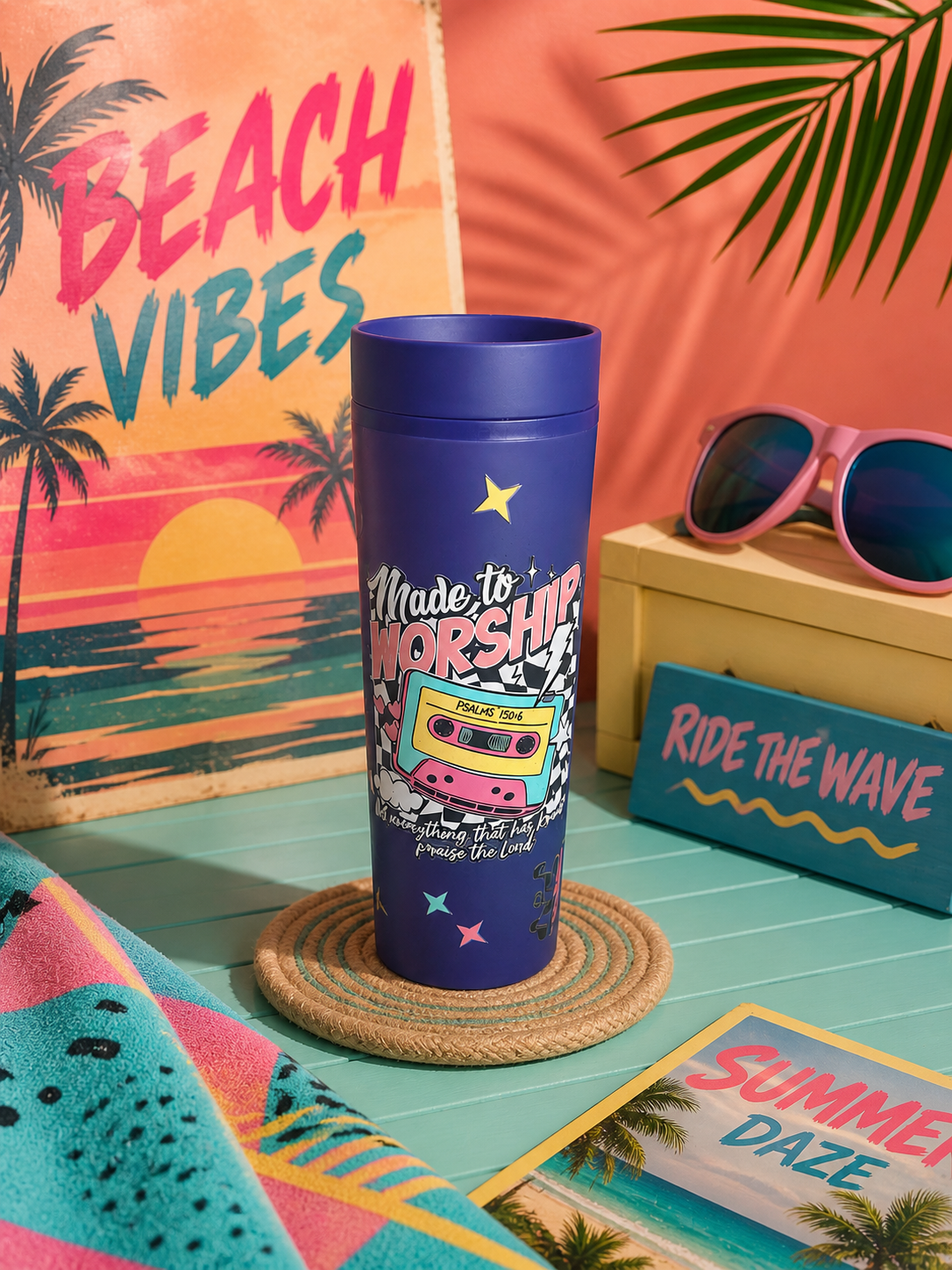 Made to Worship™ | Retro Vibes Sleek Sip (16 oz Skinny Tumbler)