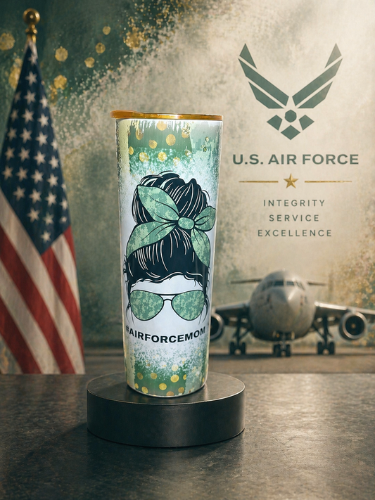 “Airman’s Pride” 20oz Stainless Steel Tumbler | Gold Lid Edition