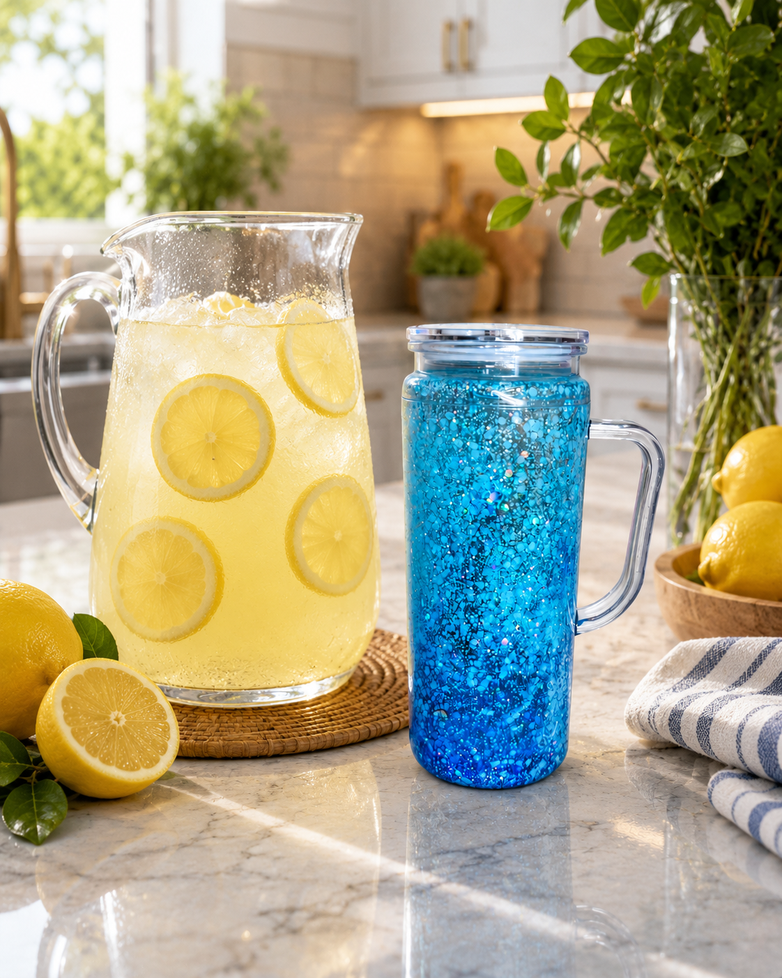 🌊 Blue Lagoon Bliss™ | 20 oz Handle My Sparkle Snow Globe Tumbler