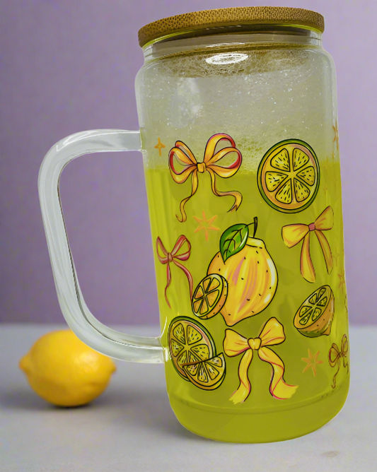 16 Oz Snow Globe Tumbler With Handle, Glass