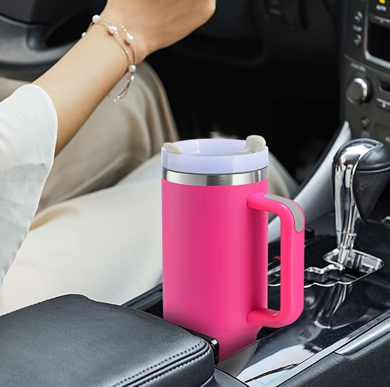 MegaSip 40oz Stainless Steel Tumbler – Insulated, Handle & Straw Included