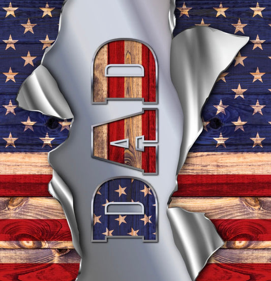 “Dad – Patriotic Wood Flag” Sublimation Tumbler Transfer